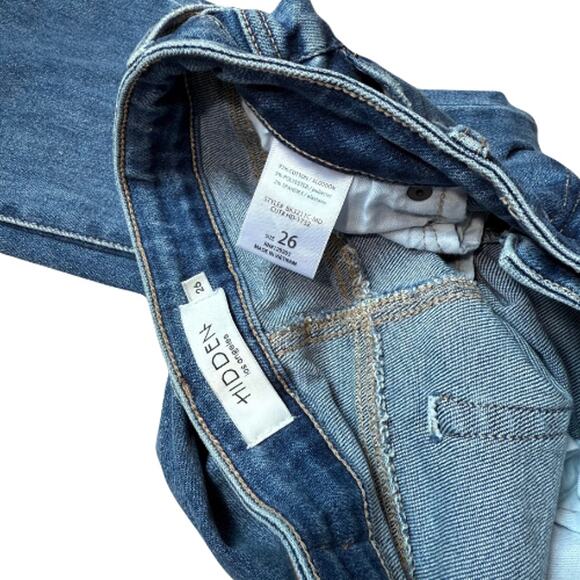 Hidden Jeans Happi Size 26 Crop Flare Raw Hem Denim Medium Wash - Picture 5 of 6